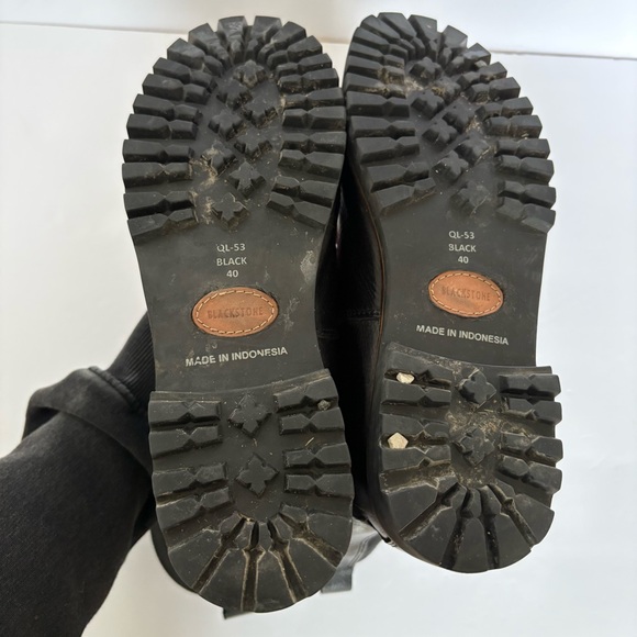 Nordstrom Blackstone QL53 Genuine Shearling Lined Boots Black Leather Grunge 40 - Picture 8 of 9